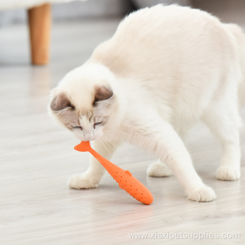 Catnip silicone fish shape cat toothbrush cat Toy